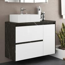 Gabinete de Banheiro 90cm com Cuba Ref 920 Cewal - Portoro/Branco Gabinete de Banheiro 90cm com Cuba Ref 920 Cewal - Portoro/Branco