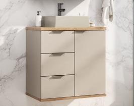 Gabinete de banheiro aqua 56,7cm estilare gab4001 nude/carvalho