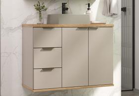 Gabinete de banheiro aqua 76cm estilare gab4002 nude/carvalho