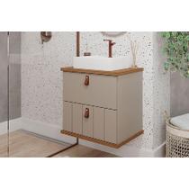 Gabinete de Banheiro Balcão Milano 1 Porta e 1 Gaveta c/Cuba 60cm Cappuccino/Freijo - MGM