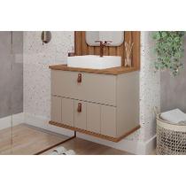 Gabinete de Banheiro Balcão Milano 1 Porta e 1 Gaveta c/Cuba 80cm Cappuccino/Freijo - MGM