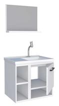 Gabinete de Banheiro Branco em Aço com Espelheira e Lavatório Sintético Lichia Cozimax