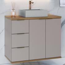 Gabinete de banheiro com cuba aqua 76cm estilare gab4002 nude com carvalho