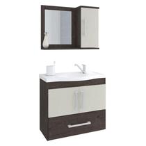 Gabinete de Banheiro com Cuba e Espelheira Atenas 65cm Cafe/Off White - MGM