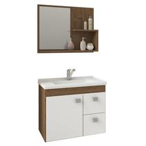Gabinete de Banheiro com Cuba e Espelheira Hortencia 55cm Amendoa/Branco - MGM