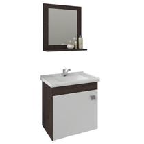 Gabinete de Banheiro com Cuba e Espelheira Iris 45cm Cafe/Branco - MGM
