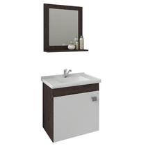 Gabinete de Banheiro com Cuba e Espelheira Iris 45cm Cafe/Branco - MGM Gabinete de Banheiro com Cuba e Espelheira Iris 45cm Cafe/Branco - MGM