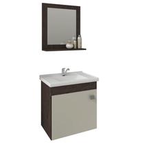 Gabinete de Banheiro com Cuba e Espelheira Iris 45cm Cafe/Off White - MGM Gabinete de Banheiro com Cuba e Espelheira Iris 45cm Cafe/Off White - MGM