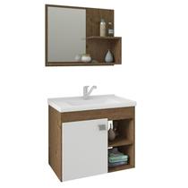 Gabinete de Banheiro com Cuba e Espelheira Lotus 55cm Amendoa/Branco - MGM Gabinete de Banheiro com Cuba e Espelheira Lotus 55cm Amendoa/Branco - MGM