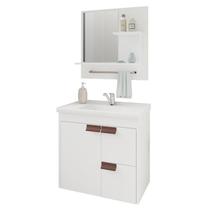 Gabinete de Banheiro com Cuba e Espelheira Tulipa 60cm Branco - MGM