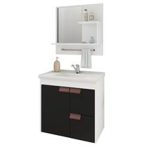 Gabinete de Banheiro com Cuba e Espelheira Tulipa 60cm Branco/Preto - MGM