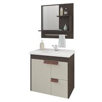 Gabinete de Banheiro com Cuba e Espelheira Tulipa 60cm Cafe/Off White - MGM