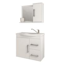 Gabinete de Banheiro com Cuba e Espelheira Vix 65cm Branco - MGM Gabinete de Banheiro com Cuba e Espelheira Vix 65cm Branco - MGM