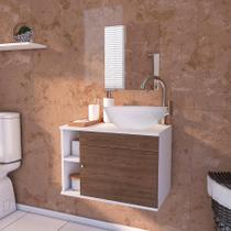 Gabinete de Banheiro com Cuba e Espelho Completo Suspenso 60cm - Brovália