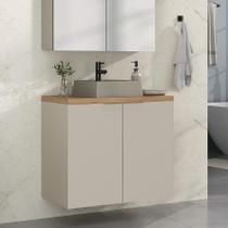 Gabinete de banheiro com cuba nature 60cm estilare gab4008 nude com carvalho