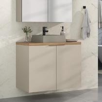 Gabinete de banheiro com cuba nature 75cm estilare gab4011 nude com carvalho
