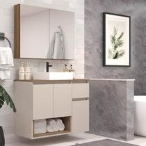 Gabinete de Banheiro com Espelheira e Cuba 80cm Aurora Yescasa