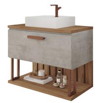 Gabinete de Banheiro Duna com Cuba 60cm Cimento/Freijo - MGM Gabinete de Banheiro Duna com Cuba 60cm Cimento/Freijo - MGM