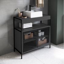 Gabinete de Banheiro Industrial de Chão 80cm P1038 com Cuba Ametista Preto/Grafite Gabinete de Banheiro Industrial de Chão 80cm P1038 com Cuba Ametista Preto/Grafite