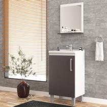 Gabinete de Banheiro Kit 03 Peças 45cm com Espelho e Lavatório Ref 452 Cewal - Branco/Grafite Gabinete de Banheiro Kit 03 Peças 45cm com Espelho e Lavatório Ref 452 Cewal - Branco/Grafite