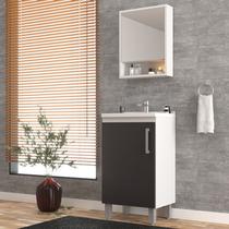 Gabinete de Banheiro Kit 03 Peças 45cm com Espelho e Lavatório Ref 453 Cewal - Branco/Grafite Gabinete de Banheiro Kit 03 Peças 45cm com Espelho e Lavatório Ref 453 Cewal - Branco/Grafite