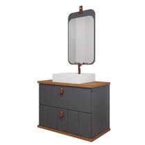Gabinete de Banheiro Milano 80 com Espelho Monet Titanium/Freijo - MGM Gabinete de Banheiro Milano 80 com Espelho Monet Titanium/Freijo - MGM