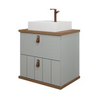 Gabinete de Banheiro Milano com Cuba 80cm Pistache/Freijo - MGM
