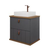 Gabinete de Banheiro Milano com Cuba 80cm Titanium/Freijo - MGM