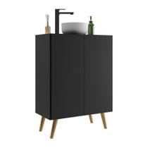 Gabinete de Banheiro Retrô Multimóveis 63 cm com 2 Portas FG5006 Preto/Natural