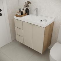 Gabinete de banheiro sem cuba vittare 79,6cm estilare gab5004 carvalho/nude gaveta esquerda