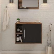 Gabinete de Banheiro Soft 1 PT Nogal e Ônix 60 cm - Compace