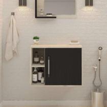 Gabinete de Banheiro Soft 1 PT Snow e Ônix 60 cm - Compace