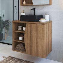 Gabinete de Banheiro Suspenso 70cm Laura com 1 Porta e 2 Prateleiras com Cuba