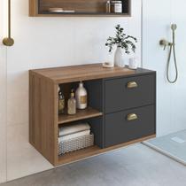 Gabinete de Banheiro Suspenso 80cm com 2 Gavetas sem Cuba Helena