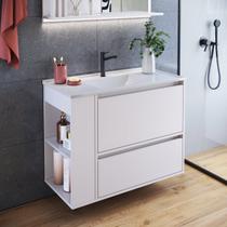 Gabinete de Banheiro Suspenso 80cm Estela com 01 Gavetão, 1 Basculante com Lavatório