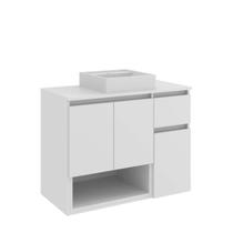 Gabinete de Banheiro Suspenso 80x40x62cm Aurora com Cuba Branco MDP Faema Gabinete de Banheiro Suspenso 80x40x62cm Aurora com Cuba Branco MDP Faema