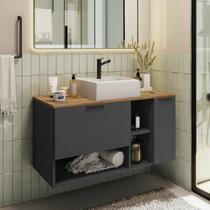 Gabinete de Banheiro Suspenso 90 cm BA308 2 Portas e Nichos com Cuba Essence Yescasa Gabinete de Banheiro Suspenso 90 cm BA308 2 Portas e Nichos com Cuba Essence Yescasa