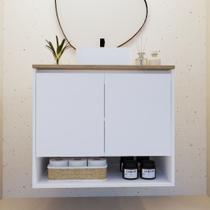 Gabinete de Banheiro Suspenso Minimalista 70cm Branco