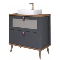 Gabinete de Banheiro Veneto com Cuba 80cm Titanium/Freijo - MGM