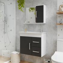 Gabinete de banheiro Vix MGM em MDF com Cuba em mármore sintético e espelheira