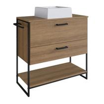 Gabinete de Chão para Banheiro PlacaEPonto P1028 com Cuba Ametista MDP Mel 80cm