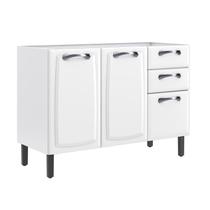 Gabinete de Cozinha 120cm 3 Portas 2 Gavetas Branco Armário Modular Organizador Compacto Gabinete de Cozinha 120cm 3 Portas 2 Gavetas Branco Armário Modular Organizador Compacto
