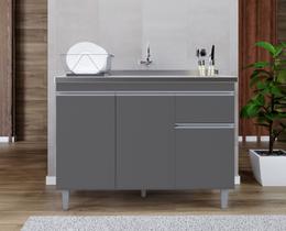 Gabinete de Cozinha 120cm Cinza 3 Portas 1 Gaveta S/ Tampo - Pop Gabinete de Cozinha 120cm Cinza 3 Portas 1 Gaveta S/ Tampo - Pop