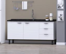 Gabinete de Cozinha 1,94 m MDF Branco e Preto Máxima Amplitude e Versatilidade Cor:Branco