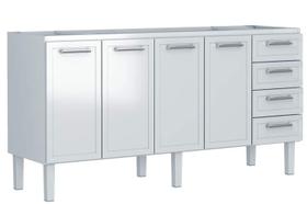 Gabinete de Cozinha Branco em Aço 192cm 4 Gavetas Apolo Flat Cozimax