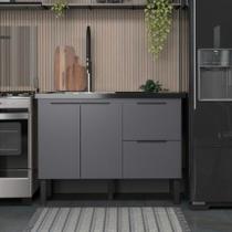 Gabinete de Cozinha MDP 1,14 m Elegância Moderna e Versatilidade Cor:Cinza fosco