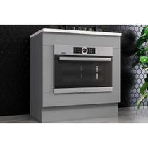 Gabinete de Cozinha Modulado Balcão c/ Tampo Americana p/ Forno de Embutir e Cooktop 80cm Cinza - Henn Gabinete de Cozinha Modulado Balcão c/ Tampo Americana p/ Forno de Embutir e Cooktop 80cm Cinza - Henn