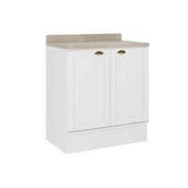 Gabinete de Cozinha Modulado Balcão c/ Tampo Bella 2609 c/ 2 Portas 80cm Branco - Carraro