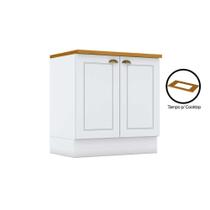 Gabinete de Cozinha Modulado Balcão c/ Tampo p/ Cooktop Americana c/ 2 Portas 80cm Branco - Henn