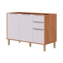 Gabinete de Cozinha Modulado Balcão Divina c/ 3 Portas e 2 Gavetas s/Tampo 120cm Cinamomo/Off White - MGM